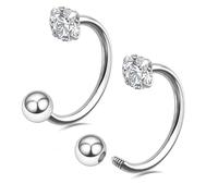 CHARMONLINE 2 Pcs 14K Gold Filled Thread Horseshoe Nose Ring for Women Men 20G Small Thin Half Hoop Ear Piercing 316L Stainless Steel Lip Eyebrow Helix Ear Piercing Jewelry, 20G, Stainless Steel, no