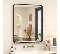 CHARMOR 20x24 Inch Black Metal Framed Bathrrom Mirror for Wall, Matte Black Rectabgle Mirror, Shatterproof, Anti-Rust, Horizontally or Vertically Mounted