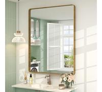 CHARMOR 26x36 Gold Framed Mirror for Bathroom, Brushed Gold Mirror with Metal Frame, Modern Rectangle Brass Vanity Mirror for Wall, Shatterproof, Anti-Rust (Horizontal/Vertical)