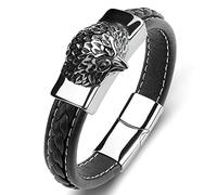 Charms Bracelet, Men's Bracelets Eagle Bracelet Men's Black Bracelet Stainless Steel with Magnetic Clasp, Length 16.5 cm Men's Gifts, Faux, Without zirconia