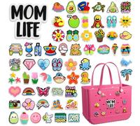 Charms for Bogs Bag, 60Pcs Random Cute Bogg Bag Accessories DIY Colorful Beach Bags Charms Bulk for Women Girls Funny Bags Decoration Charm for Summer Beach Small Tote Handbag Ocean Party Favor gifts
