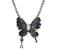 Charms for Necklaces Womens Chain Necklace Mysterious Dark : Black Butterfly Pendant Necklace S925 Sterling With Plating & CZ Stones Chain Necklace Letter A Necklace for Women
