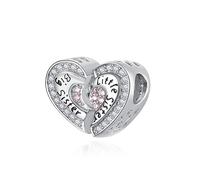 Charms Sister Bracelets 925 Sterling Silver Big Sis Lil Friend Unbiological Sisters Bracelet for 2 Heart Pandora Charm Friendship Gift