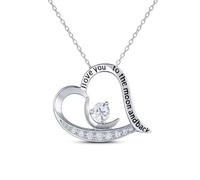 Charmsy 925 Sterling Silver Cable Chain Necklace for Women and Teen 21mm | I Love You to The Moon And Back Heart Pendant with Chain 18 Inch