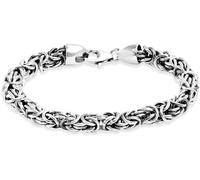Charmsy 925 Sterling Silver Classic Oxidized 925 Sterling Silver Classic Byzantine Bracelet for Women | Antique Handmade Italian Byzantine Link Chain Bracelet 7 Inches
