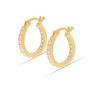 Charmsy 925 Sterling Silver Elegant 925 Sterling Silver 18K Gold-Plated Cubic Zirconia Click-Top Hoop Earrings for Teen Women | Lightweight Silver Earrings Jewellery Gift for Women