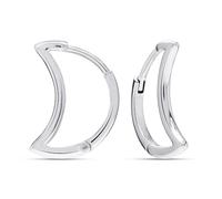 Charmsy 925 Sterling Silver Elegant 925 Sterling Silver Crescent Moon Hinged Hoop Earrings | Moon Piercing Rings for Daith Helix Cartilage Piercings 20MM