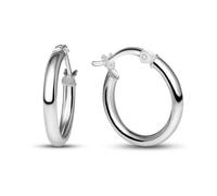 Charmsy 925 Sterling Silver Elegant 925 Sterling Silver Hoop Earrings | Hypoallergenic 2MM Thick Round-Tube Classic Shiny Click-Top Big Hoop Earring for Women and Teen 40mm