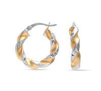 Charmsy 925 Sterling Silver Elegant 925 Sterling Silver Jewellery Hypoallergenic 14K Gold Plated Three Tone Hoop Earrings Lightweight Italian Design Small Hoops Earring for Women 20mm