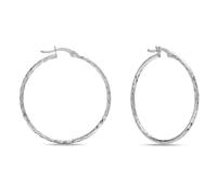 Charmsy 925 Sterling Silver Elegant 925 Sterling Silver Texture Hoop Earrings for Women | Small Classic Diamond-Cut Textured Hoop Earring | Womens Click-Top Earring Hoops 20MM