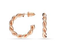Charmsy 925 Sterling Silver Elegant Sterling Silver Jewellery Rose-Gold Plated Rope Round Twisted Italian Hoop Earrings for Women | Lightweight Silver Earrings Jewellery Gift for Women