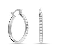 Charmsy 925 Sterling Silver Small Click-Top Hoop Earrings | Lightweight Italian Diamond-Cut Round Classic Hoops Earring for Women 25MM