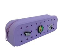 charmU - Pencil Case Pouch. Includes 3 Surprise Snap On Charms. Ideal for School Supplies, Arts and Crafts, Makeup Bag, Beach and Pool Day Essentials - Great for Boys and Girls (Lilac)