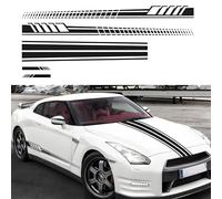CharmVolax 5PCS Stylish Racing Stripes Sticker Set, Car Hood Decal Body Side Stripe Rear View Mirror Stickers, Waterproof Vinyl Decal Decor Exterior Car Accessories for Sport Racing Truck Vehicles