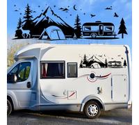 CharmVolax Motorhome Tent Mountain Vinyl Car Decal Camping Forest Landscape Sticker Woodland Camping Large Waterproof Sticker for RV Camper Van Caravan Jeep Truck SUV Trailer