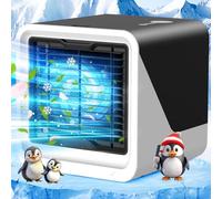 Mini Portable Air Conditioner Fan, Small Evaporative Cooler with Cold Air, 3-Speed Personal Cooling Fan with 7-Color Light for Room, Office, Camping, Travel