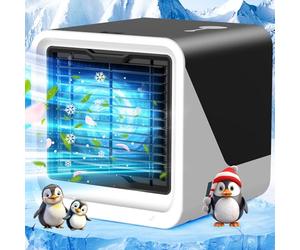 CharmYard Mini Portable Air Conditioner Fan, Small Evaporative Cooler with Cold Air, 3-Speed Personal Cooling Fan with 7-Color Light for Room, Office, Camping, Travel