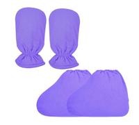 Charmyth Paraffin Wax Bath Terry Cloth Gloves & Foot Liners, Paraffin Wax Machine Heated SPA Mittens Foot Liners, Thick Heat Hand Feet Treatment Insulated Mitt Spa Feet Cover (Purple)