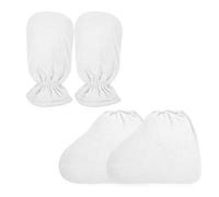 Charmyth Paraffin Wax Bath Terry Cloth Gloves & Foot Liners, Paraffin Wax Machine Heated SPA Mittens Foot Liners, Thick Heat Hand Feet Treatment Insulated Mitt Spa Feet Cover Great for Men Women White