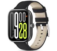 CHARNASI Leather Strap Compatible with Xiaomi Redmi Watch 4/Xiaomi Mi Band 8 Pro, Genuine Leather Strap Replacement Bracelet for Men and Women for Redmi Watch 4 /Mi Band 8 Pro, Black/White, Xiaomi