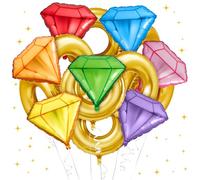 Charnoel 15 Pack Gold Ring and Chaos Gem Birthday Party Balloon Set Cartoon Characters Themed Party Decor Foil Large Balloons for Cartoon Carnival Theme Birthday Decorations