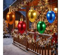 Charnoel 5 Pack 11.8" Christmas Inflatable Bulb Ornament with Glitter Cloth Cover, Giant PVC Xmas Blow Up Ornaments Holiday Blow Bulb for Yard Outdoor Lawn Porch Decorations (Classic)