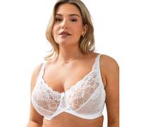 Charnos Rosalind Bra 165010 Underwired Non Padded Full Cup Lace Secret Support, White, 34E