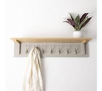 Charles Bentley Floating Shelf with Metal Hooks, Grey