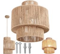 Charnwood Pendant Light Allegra In 3 Tiers, Jute Fibre And Boho Chic Design - Nature