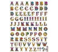Charo Colourful Letters ABC Sticker Number 9 mm High 1 Sheet 135 mm x 100 mm Sticker Crafts Kids Party Metallic Look