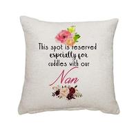 Charo Gifts Mothers Day themed This spot is reserved especially for Cuddles with our Nan Linen Cushion Cover 45 cm x 45 cm Throw Pillow Cover.