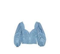 Charo Ruiz Ibiza Bass laced puffed-sleeve top - Blue L