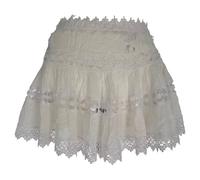 Charo Ruiz Women's Preloved Lace Pattern Mini Skirt in White Ecru Cotton | Size: Large