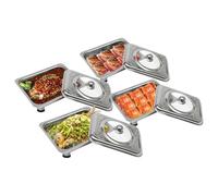 Charocean 4 PCS Chafing Dish Buffet Set Stainless Steel Food Warmer Buffet Server, Rectangular Buffet Warmer Serving Dishes with Removable Feet, Hot Buffet Trays with Lids, Stackable, Silver, 33.5cm
