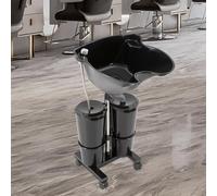 Charocean Portable Hair Washing Basin with Electric Pump, Height Adjustable Plastic Hair Washing Sink with 2 Bucket and Drain Hoses, Salon Basin Hair Washing Sink for Salon Barbershop Home Use