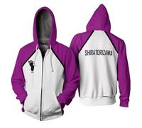 Charous Anime Haikyuu!! SHIRATORIZAWA Club 3D Digital Print Zip Hoodie,Unisex Sweatshirts for Manga Fans Cosplay or Gift White