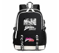 Charous Anime Manga JoJo's Bizarre Adventure Black Oxford Cloth Multifunctional Backpack School Bag for JOJO Fan Cosplay