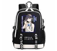 Charous Anime Manga Komi Can't Communicate Black Oxford Cloth Backpack School College Bag for Komi Shoko Fans Cosplay
