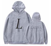 Charous Kpop-LISA SOLO Album LALISA Hoodie,Thicken Warm Sweatshirt For Support LISA Fans Gift,Grey,XL