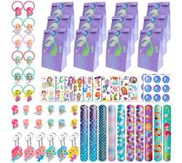 Charshiu 88 Mermaid Party Favor Set, Mermaid Party Bag Fillers With Keychain, Ring, Slap Bracelet, Hair Accessorie, Temporary Tattoo, Paper Candy Bag with Sticker for Mermaid Theme Party Supplies