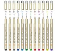 CHARSOCO 01 Micro Pen, Fine Point Pen with 12 Colors, Waterproof Archival Ink, 0.25mm Fineliner Ink Pens for Artist Illustration, Sketching, Anime, Manga, Technical Drawing and Scrapbooking