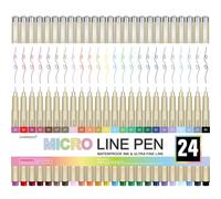 CHARSOCO 01 Micro Pen, Fine Point Pen with 24 Colors, Waterproof Archival Ink, 0.25mm Fineliner Ink Pens for Artist Illustration, Sketching, Anime, Manga, Technical Drawing and Scrapbooking