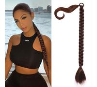 Charsun 26" Long Braided Ponytail Extensions for Women Straight Bow Ponytail Hair Extension No