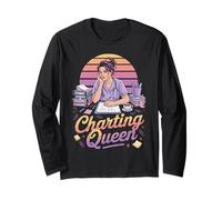 Charting Queen Nurse Life Humor Design Long Sleeve T-Shirt