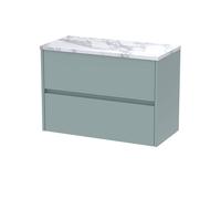 Chartley Contemporary 2 Drawer Wall Hung Vanity Unit with Laminate Worktop, 800mm