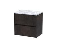 Chartley Contemporary 2 Drawer Wall Hung Vanity Unit with Laminate Worktop, Metallic Slate, 600mm