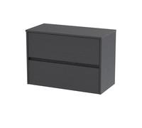 Chartley Contemporary 2 Drawer Wall Hung Vanity Unit with Worktop, Graphite Grey Woodgrain, 800mm