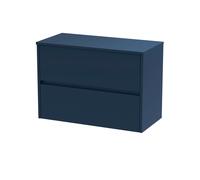 Chartley Contemporary 2 Drawer Wall Hung Vanity Unit with Worktop, Midnight Blue, 800mm