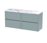 Chartley Contemporary 4 Drawer Wall Hung Vanity Unit with Laminate Worktop, 1200mm