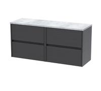 Chartley Contemporary 4 Drawer Wall Hung Vanity Unit with Laminate Worktop, 1200mm
